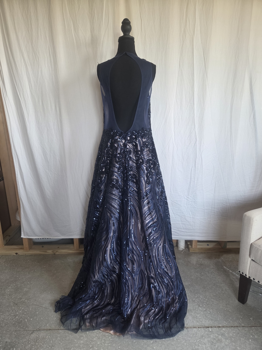 Jovani Navy Beaded Ball Gown Size 14 | Formal Prom Pageant Evening Dress - Picture 2 of 8